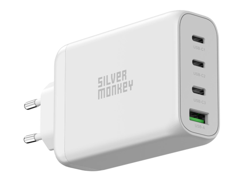 Silver Monkey Ładowarka sieciowa GaN 130W USB-C PD + USB 3.0 QC